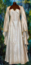 renaissance gown white with gold trim bridal wear lined