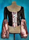 bridal satin and velvet corset, rear view